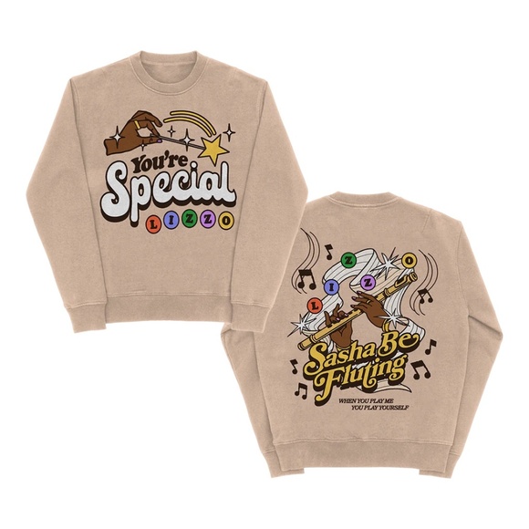 New Official Lizzo Sasha Be Fluting Homecoming Crewneck - Picture 1 of 4